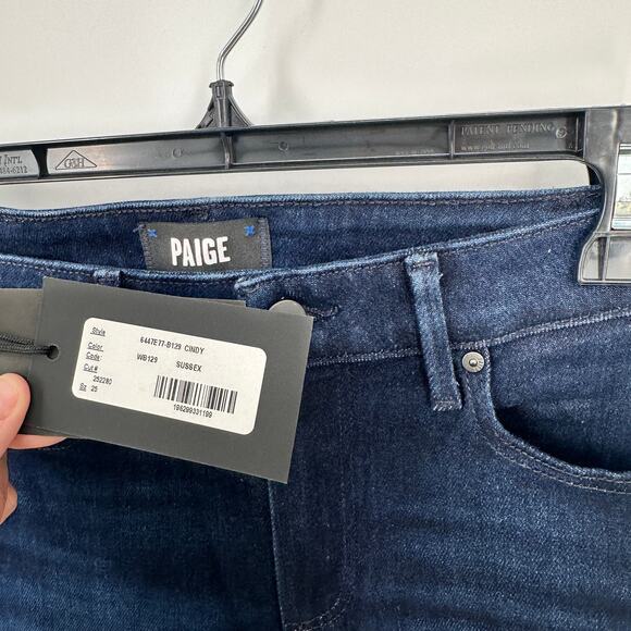 PAIGE CINDY High Rise Ankle Straight Dark Wash Denim Jean in Sussex // 0 - Picture 6 of 15